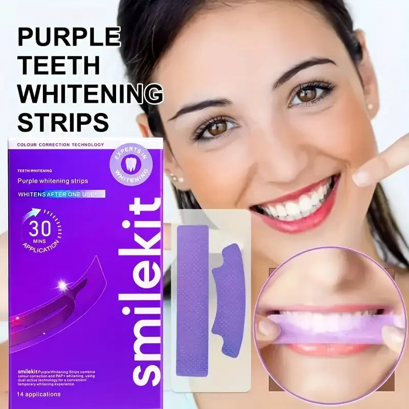 14 Pairs Teeth Brightening Strips for Teeth, 9D Whitener Strips Reduced Sensitivity White Strips for Teeth Whitening