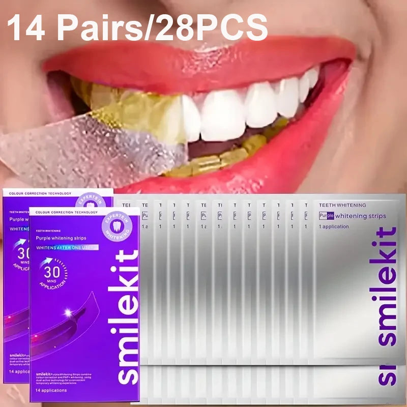 14 Pairs Teeth Brightening Strips for Teeth, 9D Whitener Strips Reduced Sensitivity White Strips for Teeth Whitening